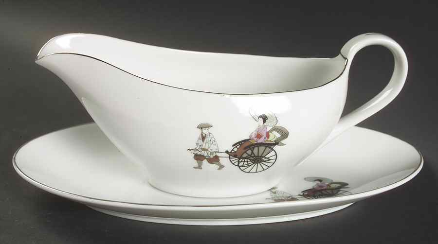 Rikisha Gravy Boat & Underplate/Relish by Arita-1