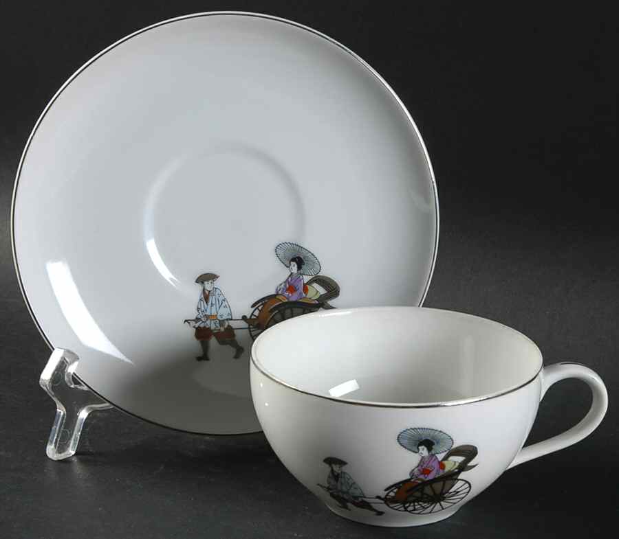 Rikisha Flat Cup & Saucer Set by Arita-1