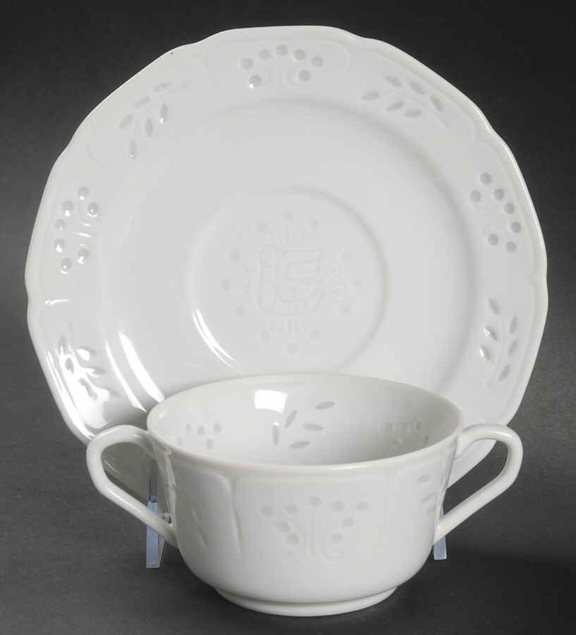 Snow Princess Flat Cream Soup Bowl & Saucer Set by Arita-1