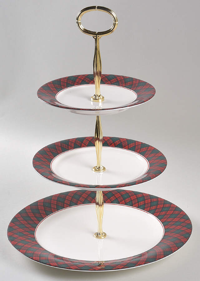 Tartan Plaid 13 7/8"-14 1/4" 3-Tiered Serving Tray(DP,SP,BB) HC by Arita-1