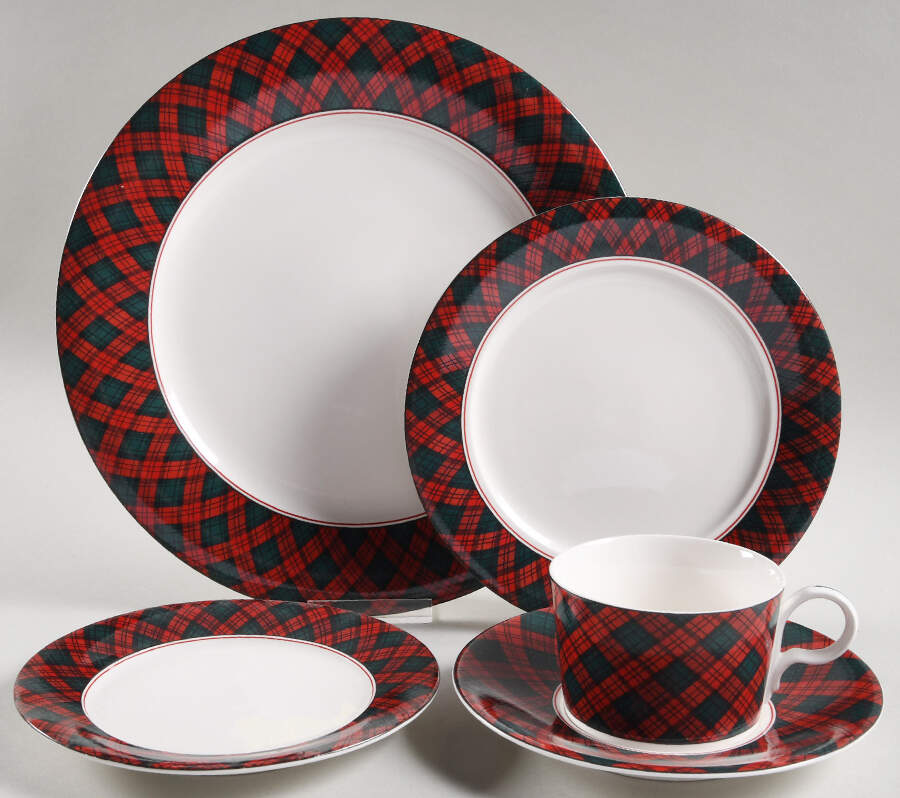 Tartan Plaid 5 Piece Place Setting by Arita-1