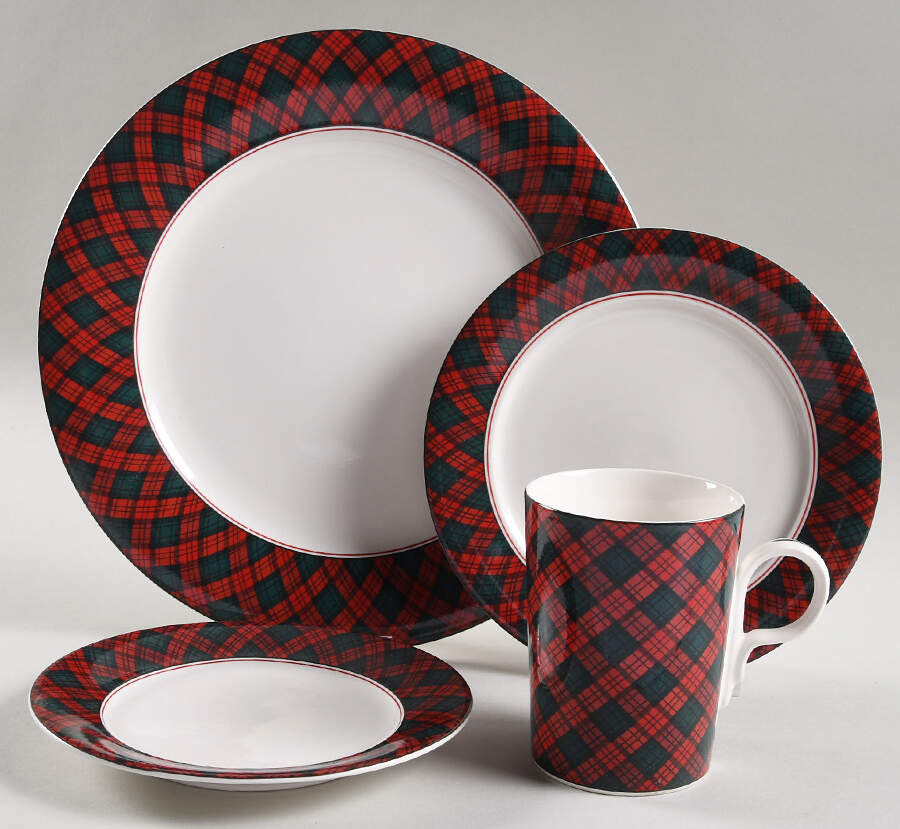 Tartan Plaid 4 Piece Place Setting by Arita-1