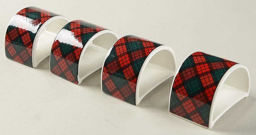 Tartan Plaid Napkin Ring - Set of 4 by Arita-1