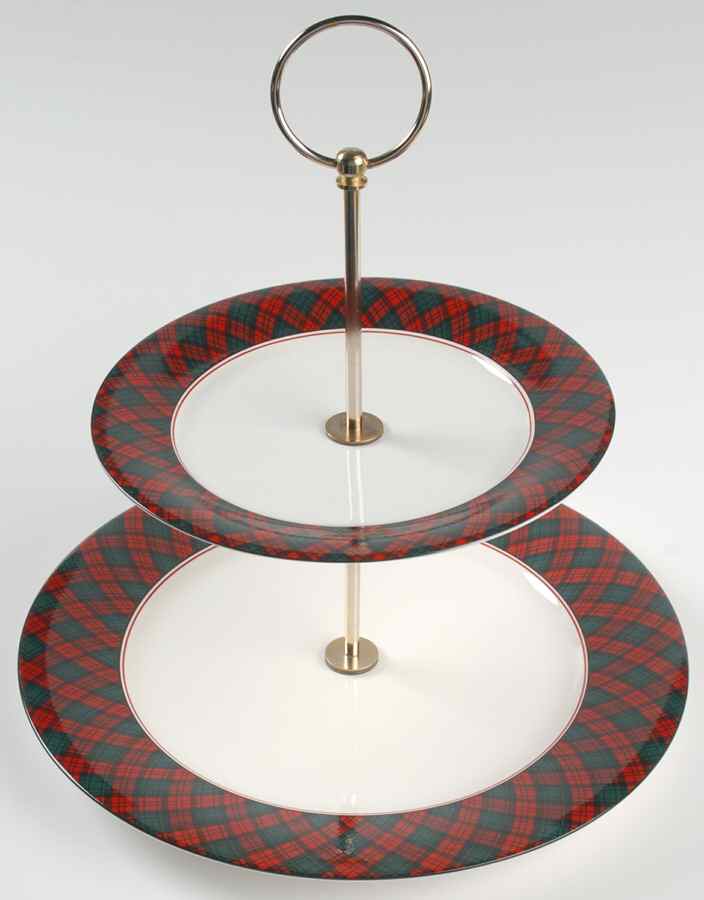 Tartan Plaid 2 Tiered Serving Tray (Dinner & Salad Plate) by Arita-1