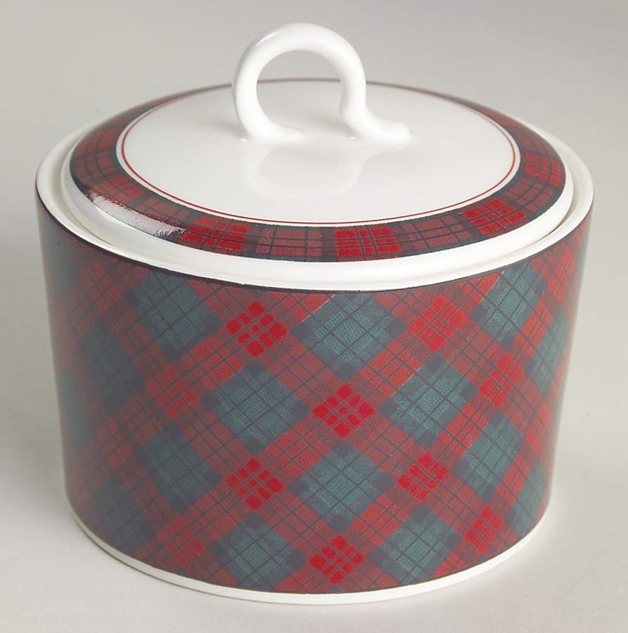 Tartan Plaid Sugar Bowl & Lid by Arita-1