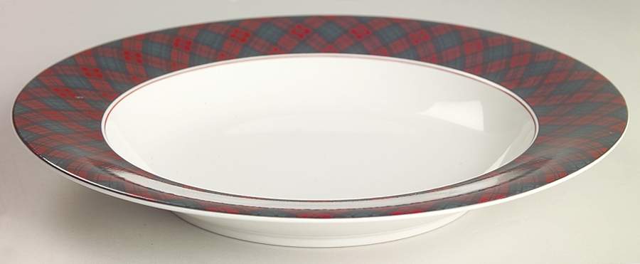 Tartan Plaid Large Rim Soup Bowl by Arita-1