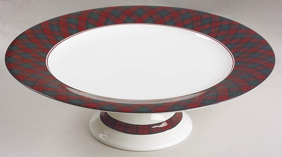 Tartan Plaid 10" Diameter Pedestal Cake Stand by Arita-1