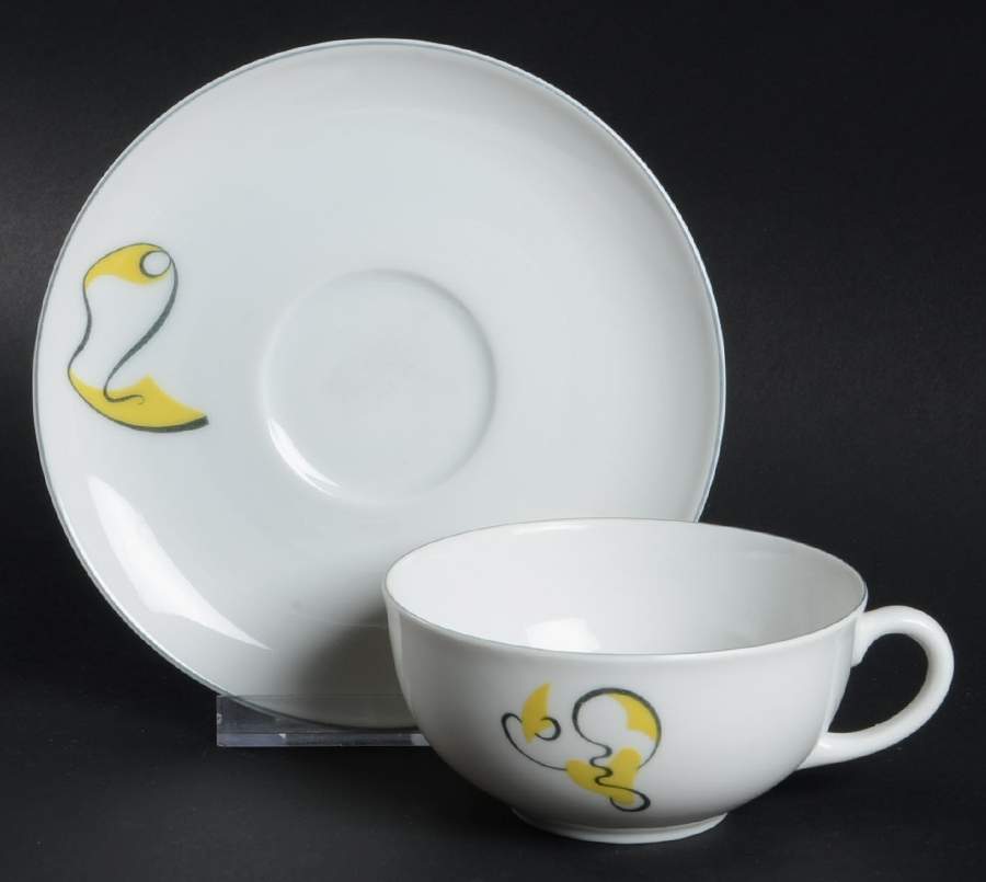 Abstract Gray Flat Cup & Saucer Set by Arzberg-1
