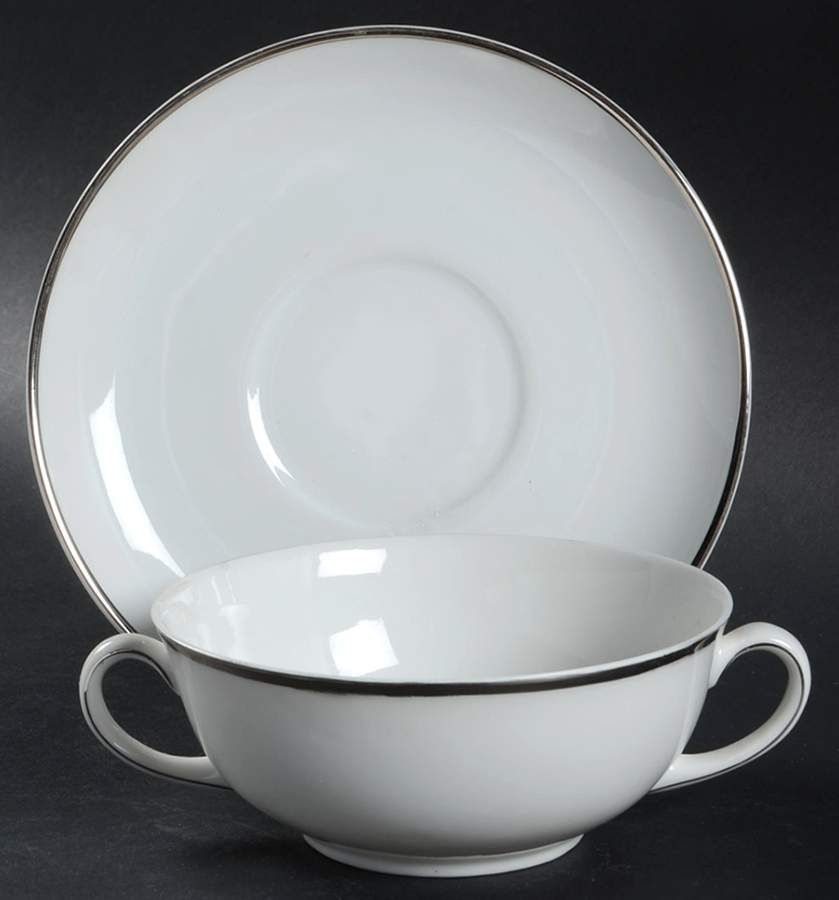Arzberg Platinum Flat Cream Soup Bowl & Saucer Set by Arzberg-1