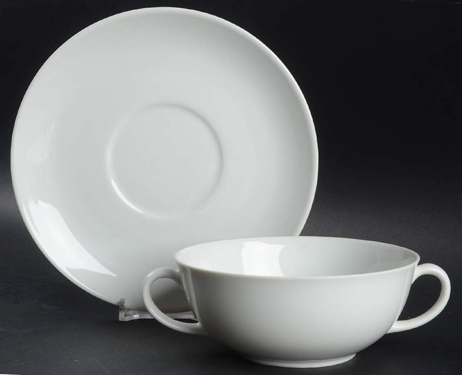 Arzberg White (Shape 1382) Flat Cream Soup Bowl & Saucer Set by Arzberg-1