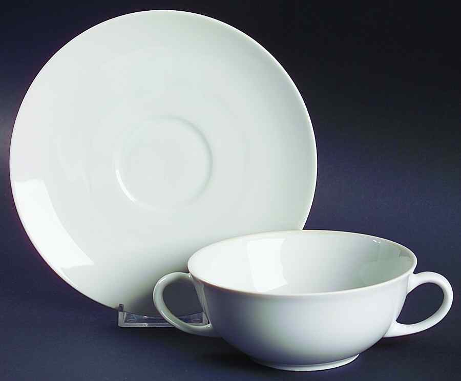 Bianco (Shape 1495) Flat Cream Soup Bowl & Saucer Set by Arzberg-1