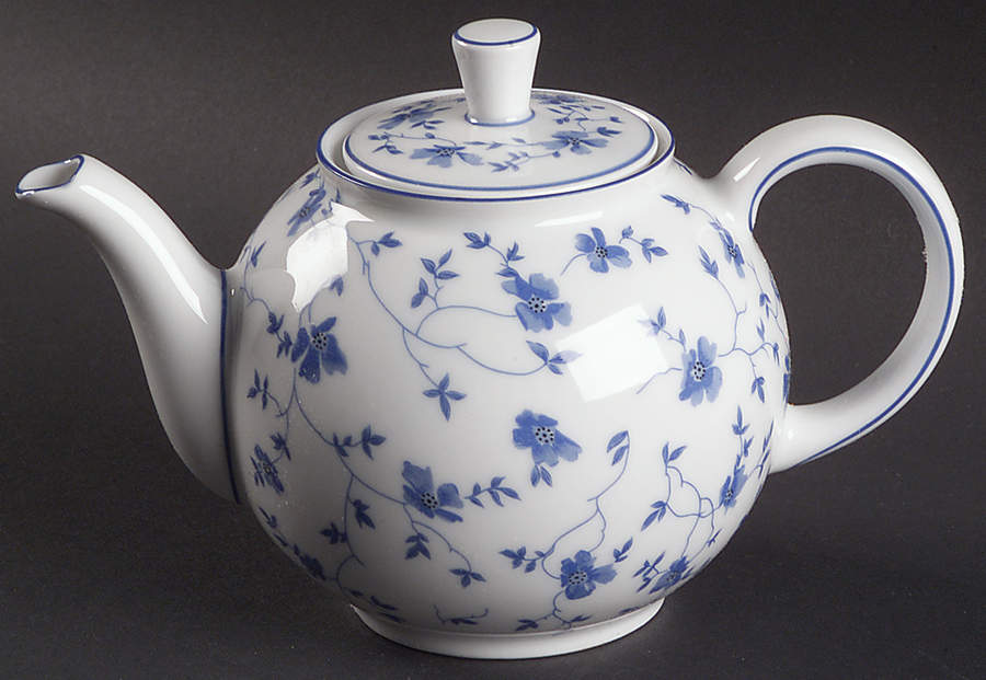 Blue Flowers (Blue Trim, Rim) Mini Teapot & Lid by Arzberg-1