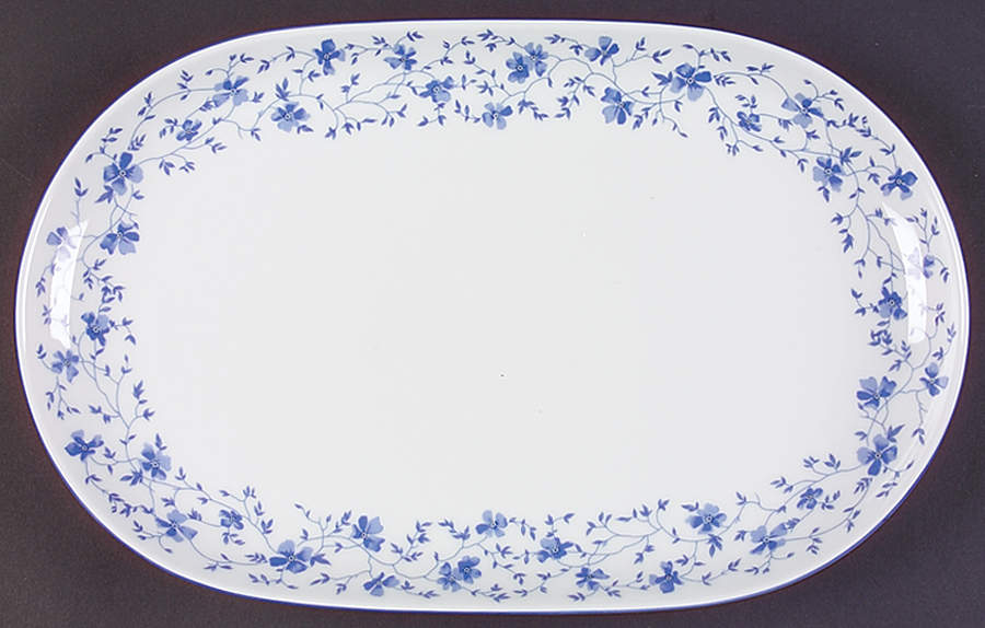Blue Flowers (Blue Trim, Rim) 12" Oval Serving Platter by Arzberg-1