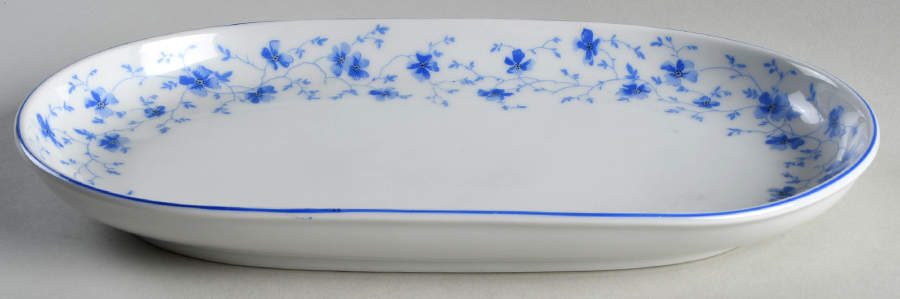 Blue Flowers (Blue Trim, Rim) 11" Oval Serving Platter by Arzberg-1