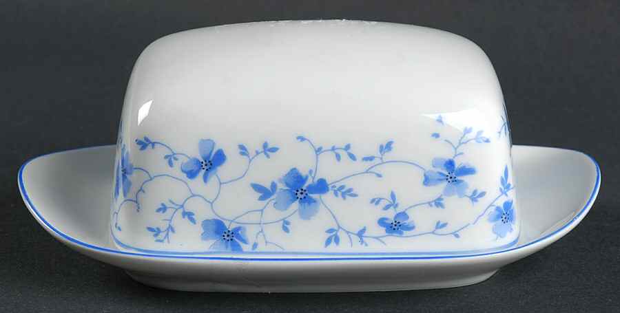 Blue Flowers (Blue Trim, Rim) Rectangular Covered Butter by Arzberg-1