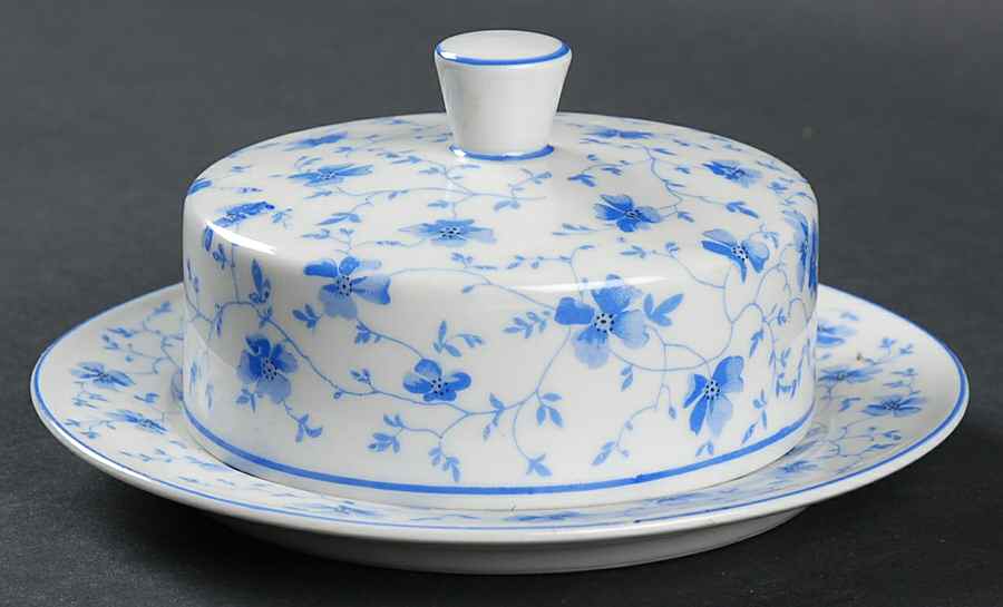 Blue Flowers (Blue Trim, Rim) Round Covered Butter by Arzberg-1