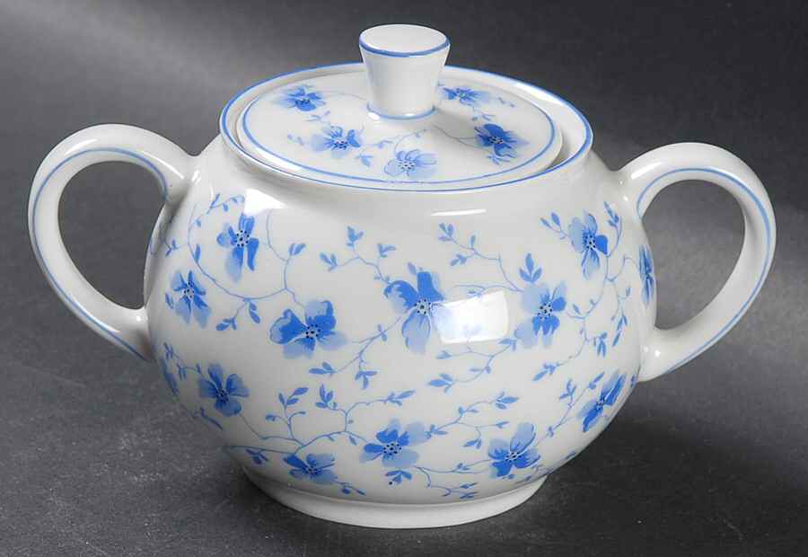 Blue Flowers (Blue Trim, Rim) Mini Sugar Bowl & Lid by Arzberg-1