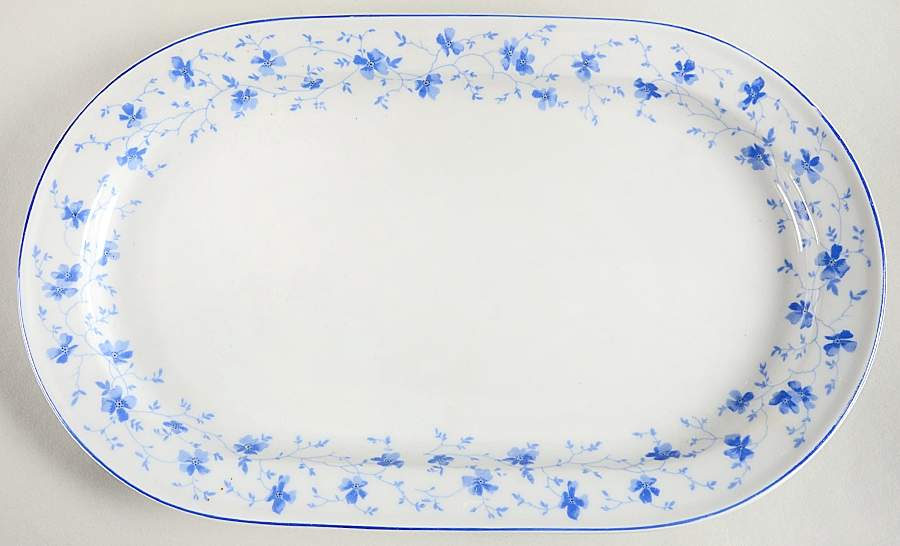 Blue Flowers (Blue Trim, Rim) 13" Oval Serving Platter by Arzberg-1