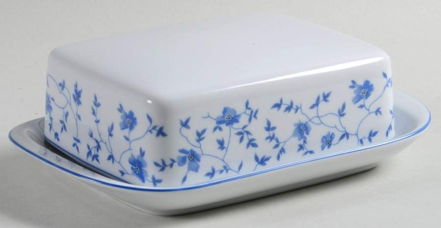 Blue Flowers (Blue Trim, Rim) Square Covered Butter by Arzberg-1
