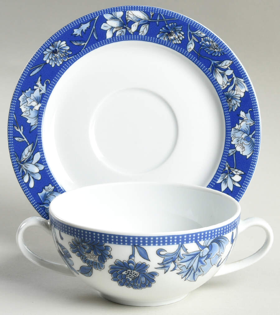 Blues Flat Cream Soup Bowl & Saucer Set by Arzberg-1