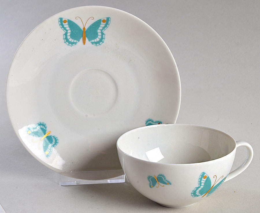 Butterfly Aqua Flat Cup & Saucer Set by Arzberg-1