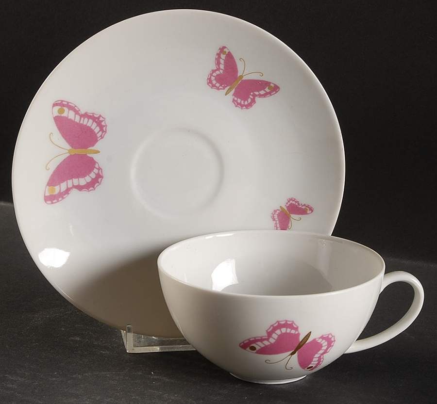 Butterfly Pink Flat Cup & Saucer Set by Arzberg-1