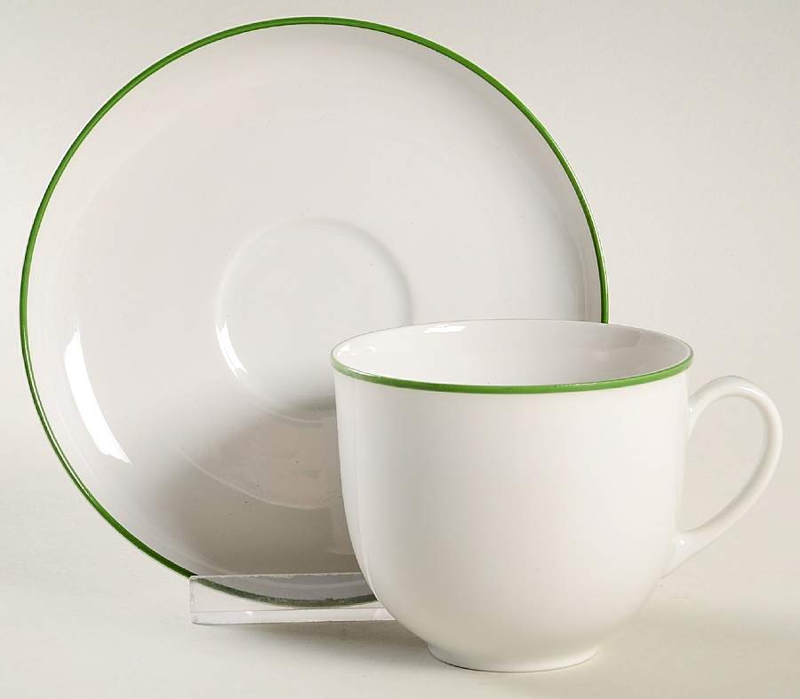 Contrast (Green Trim) Flat Cup & Saucer Set by Arzberg-1