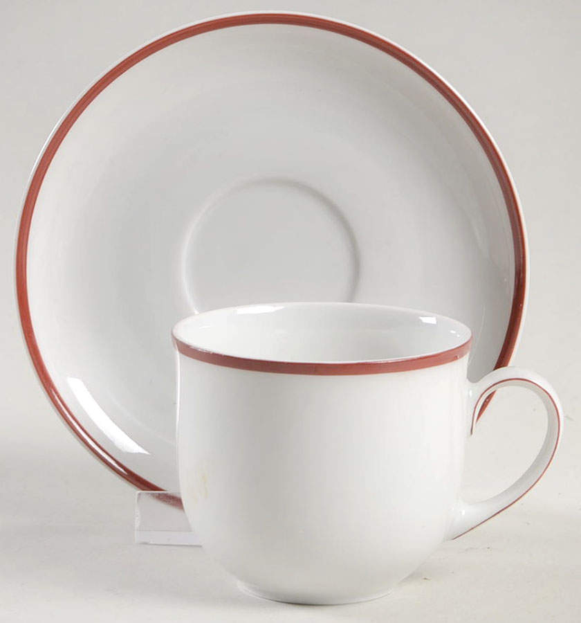 Contrast (Red Trim) Flat Demitasse Cup & Saucer Set by Arzberg-1