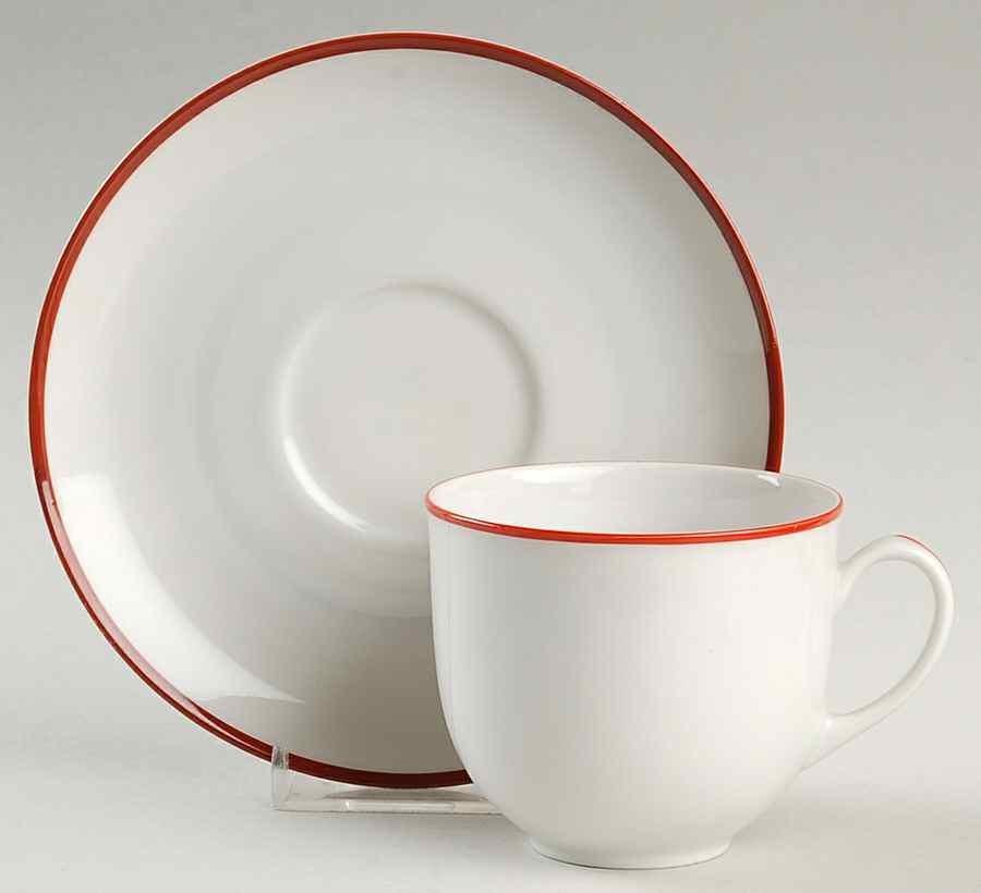 Contrast (Red Trim) Flat Cup & Saucer Set by Arzberg-1