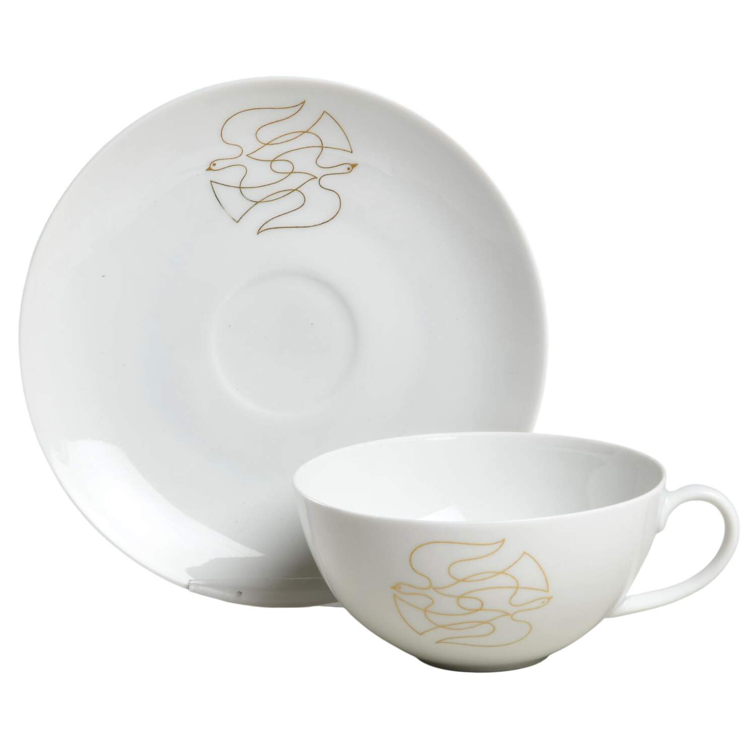 Golden Swallow Flat Cup & Saucer Set by Arzberg-1