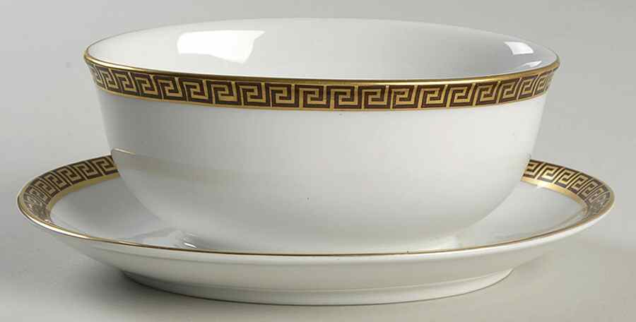 Greek Key Gravy Boat with Attached Underplate by Arzberg-1