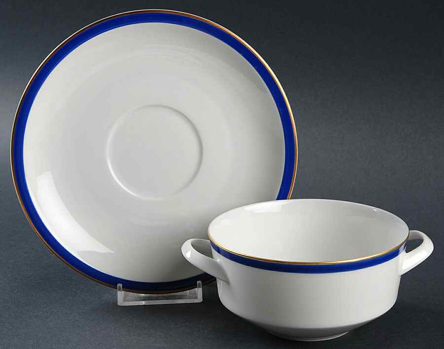Grand Prix Cobalt Blue Flat Cream Soup Bowl & Saucer Set by Arzberg-1