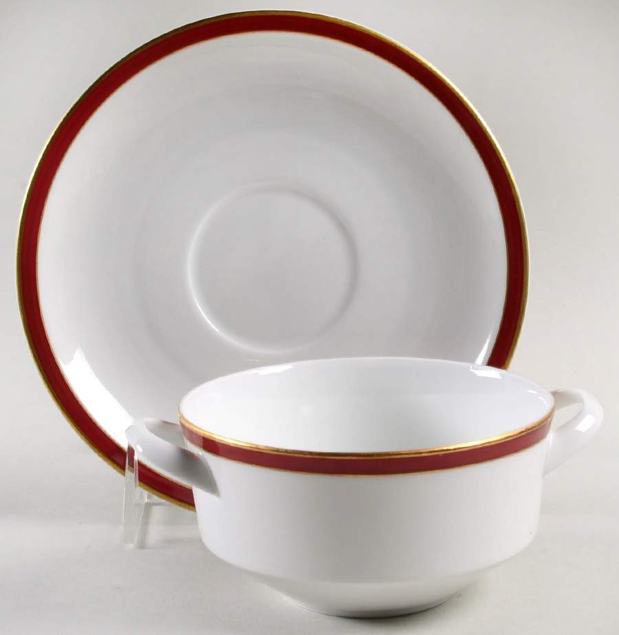 Grand Prix Rouge Flat Cream Soup Bowl & Saucer Set by Arzberg-1