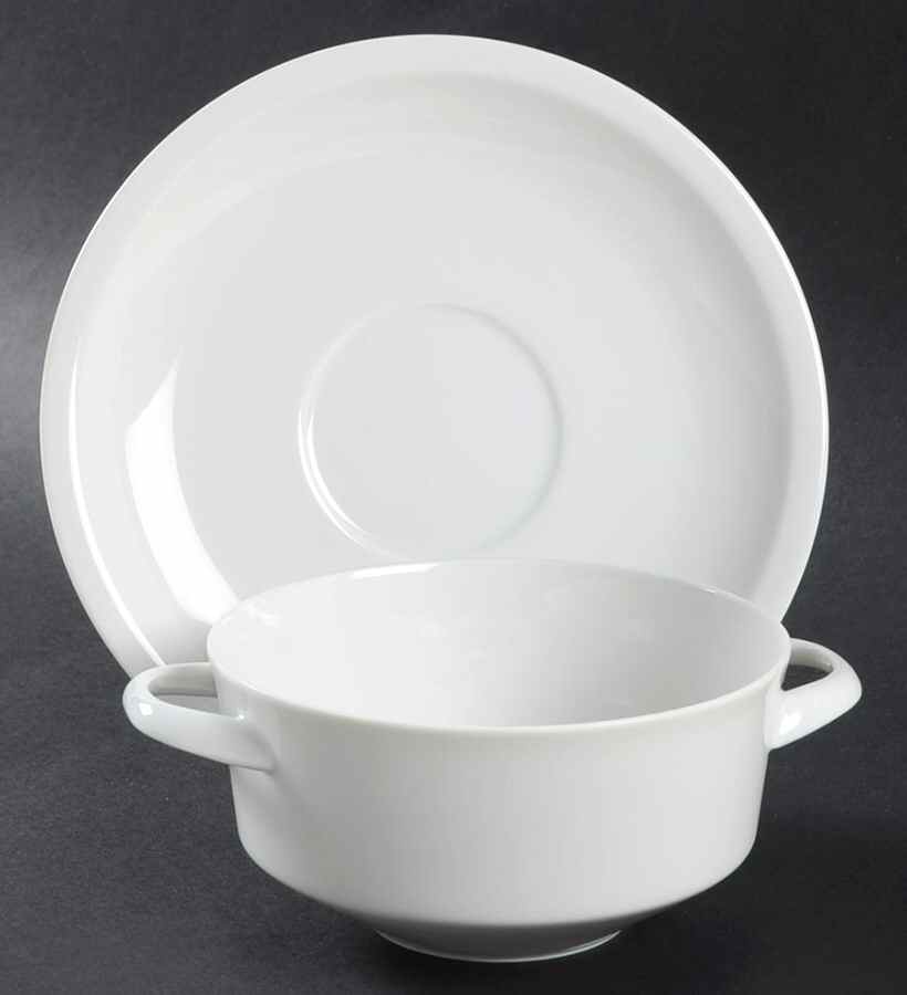 Grand Prix White Flat Cream Soup Bowl & Saucer Set by Arzberg-1