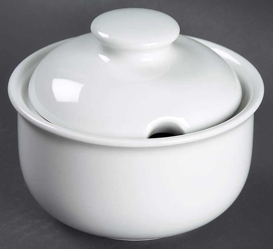 Hobby White Sugar Bowl & Lid by Arzberg-1