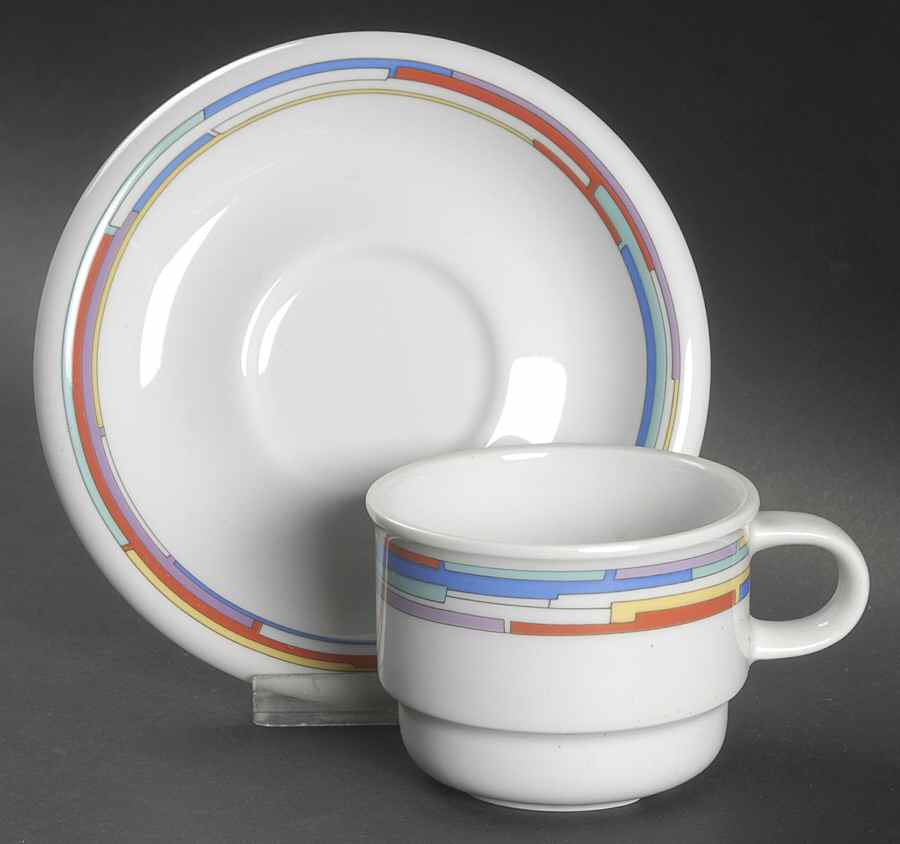 Rainbow Flat Cup & Saucer Set by Arzberg-1