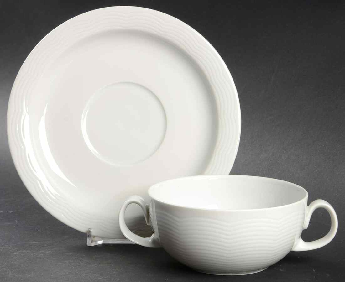 White Sky Flat Cream Soup Bowl & Saucer Set by Arzberg-1
