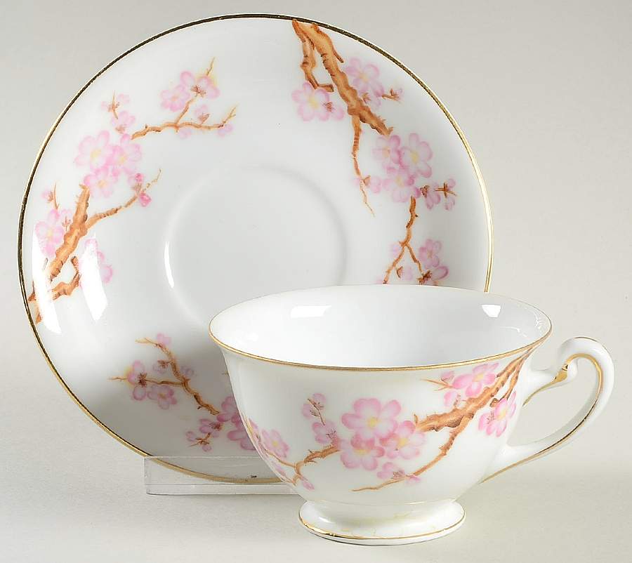 Cherry Footed Cup & Saucer Set by Asahi-1