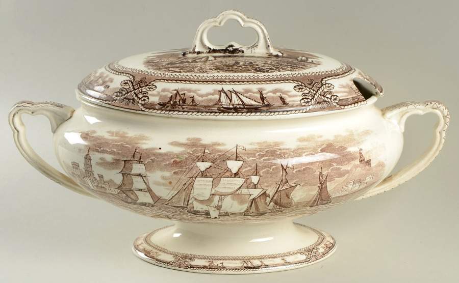 American Marine Brown Oval Tureen & Lid by Ashworth Bros-1