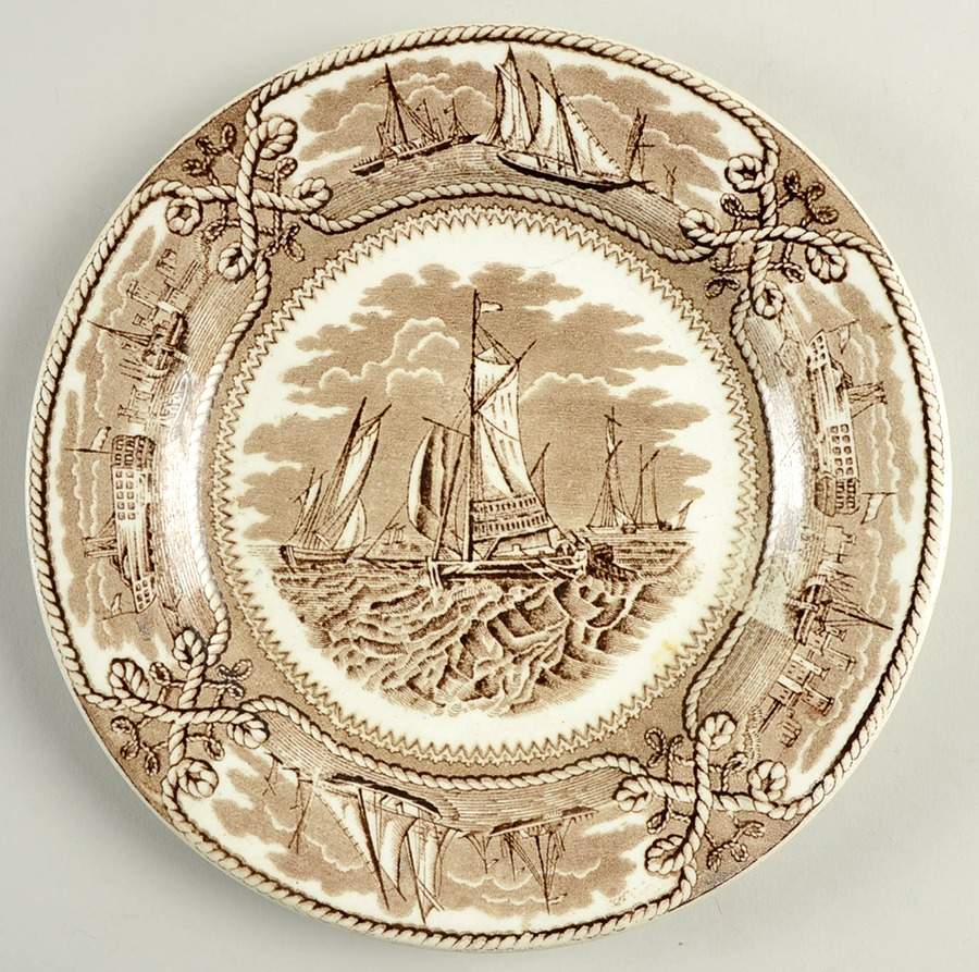 American Marine Brown Salad Plate by Ashworth Bros-1
