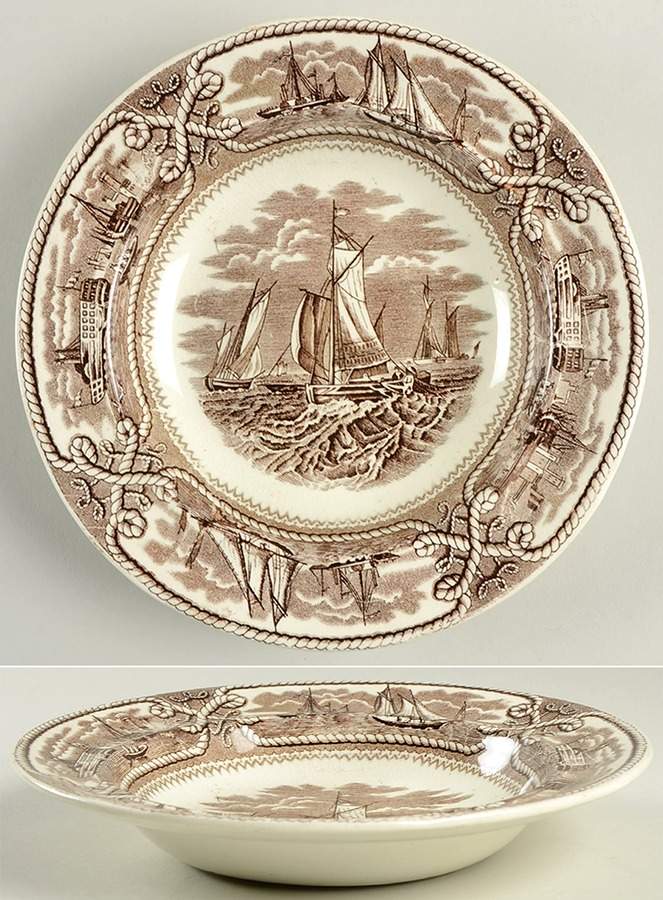 American Marine Brown Rim Soup Bowl by Ashworth Bros-1