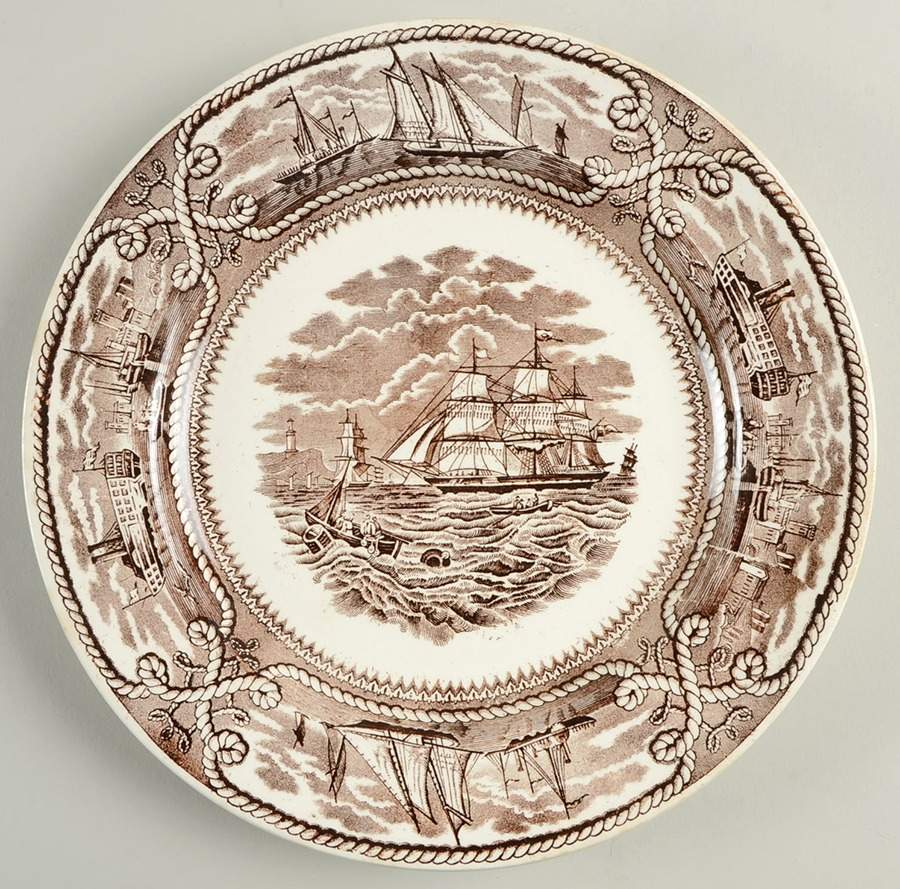American Marine Brown Dinner Plate by Ashworth Bros-1