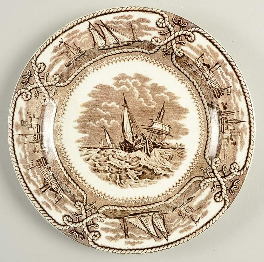 American Marine Brown Dessert/Pie Plate by Ashworth Bros-1