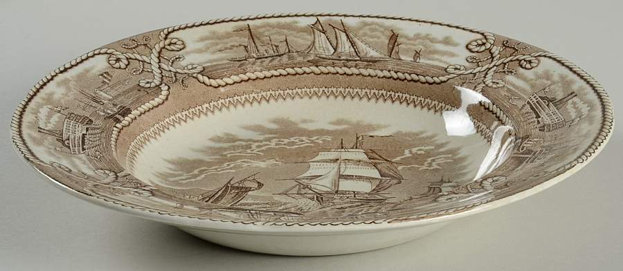 American Marine Brown Large Rim Soup Bowl by Ashworth Bros-1