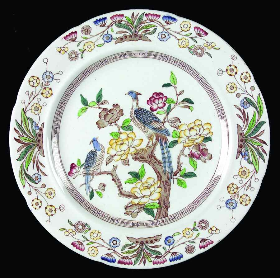 Asiatic Birds Brown Multicolor Luncheon Plate by Ashworth Bros-1