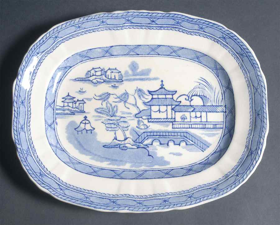 Real Old Canton 11" Oval Serving Platter by Ashworth Bros-1