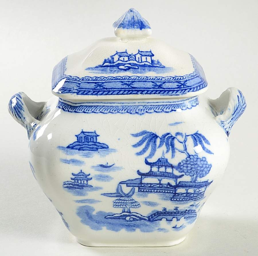 Real Old Canton Sugar Bowl & Lid by Ashworth Bros-1