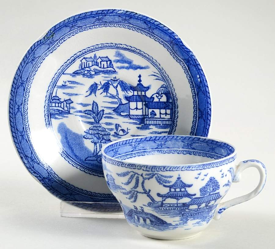 Real Old Canton Flat Cup & Saucer Set by Ashworth Bros-1
