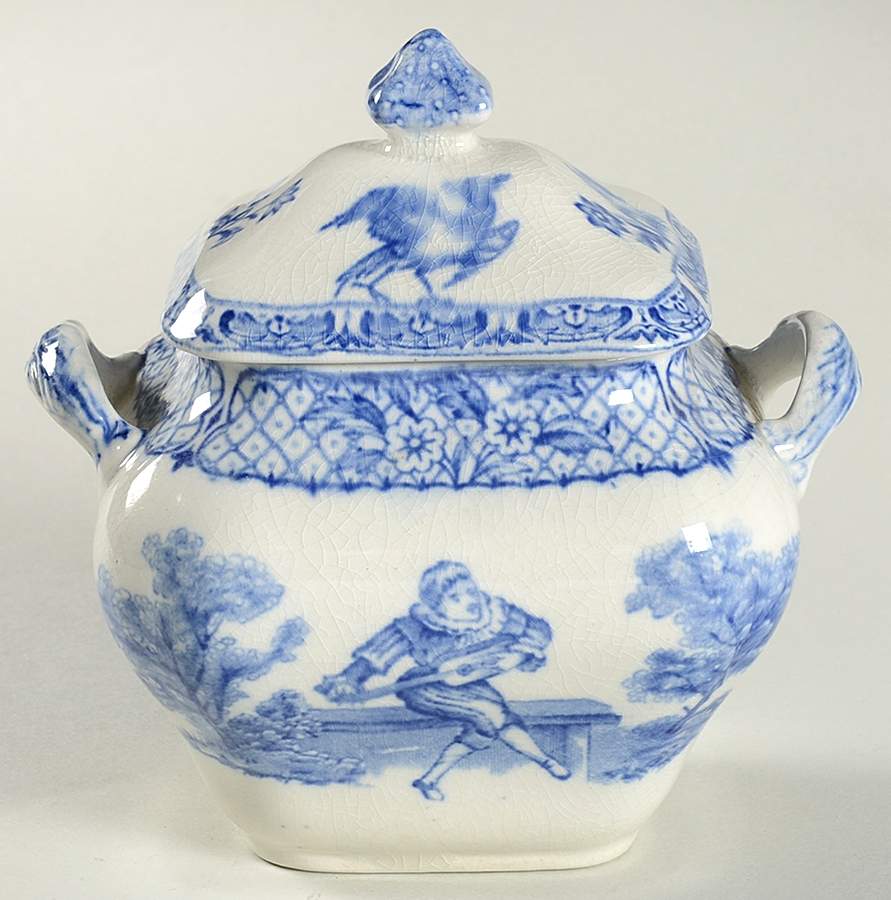 Watteau Blue Sugar Bowl & Lid by Ashworth Bros-1