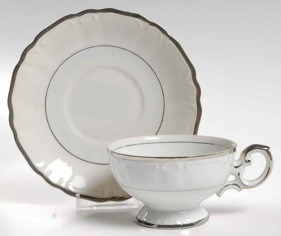 Empress White Footed Cup & Saucer Set by Ashcraft-1